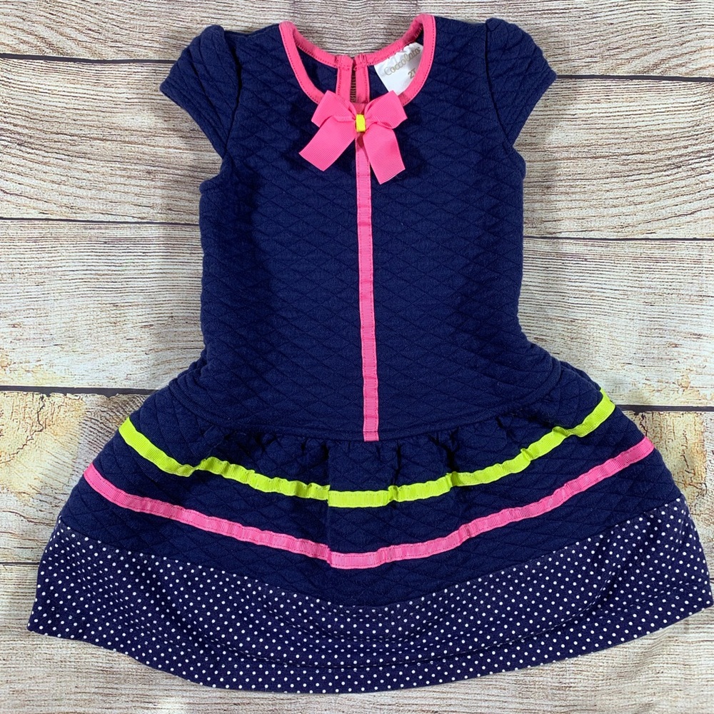 Coccolato Cap Sleeve Quilted Top Dress W Polka‎ Dot